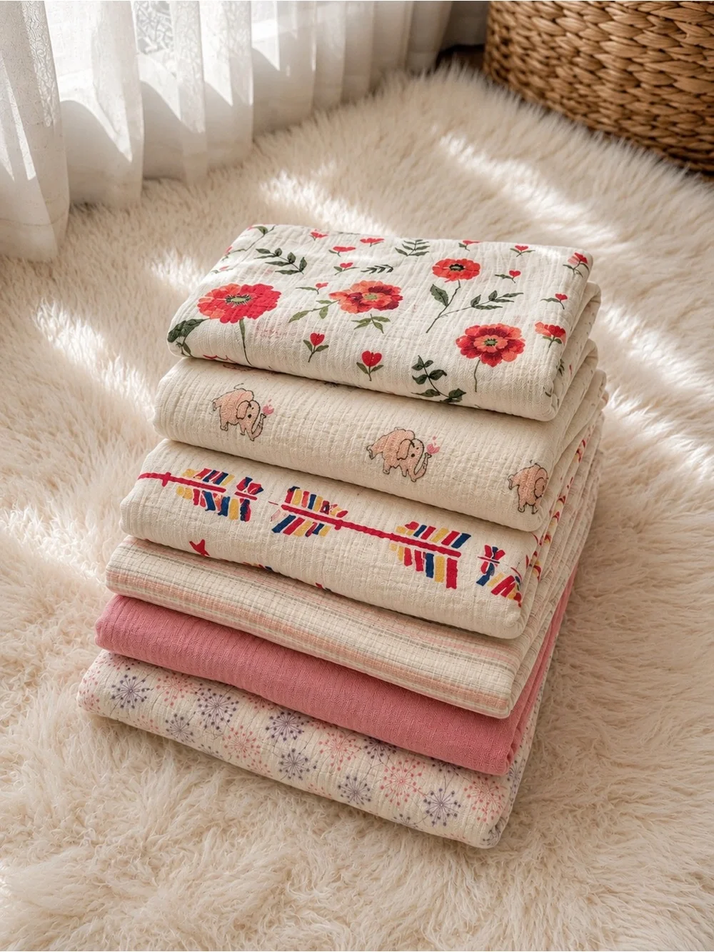 aden + anais Floral & Pink Cotton Muslin Baby Swaddle Set
